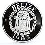 Belize 50 dollars Endangered Wildlife Red Foot Booby Bird Fauna silver coin 1985