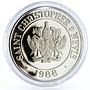 St Kitts and Nevis 100 dollars Endangered Wildlife Humming Bird silver coin 1988