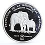 Equatorial Guinea 7000 francos Endangered Wildlife Elephants silver coin 1995