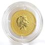 Australia 5 dollars Lunar calendar Year of Monkey colored gold coin 1/20 oz 2004