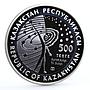 Kazakhstan 500 tenge Spaceship Vostok Cosmos Galaxy proof bimetal AgTa coin 2008