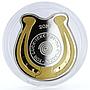 Kazakhstan 100 tenge Good Luck Symbols Horseshoe gilded proof silver coin 2016