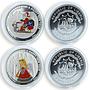 Liberia set of 6 coins Christmas & New Year santa silver 1/2 oz coin 2010