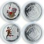 Liberia set of 6 coins Christmas & New Year santa silver 1/2 oz coin 2010