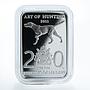 Malawi 20 kwacha Art of hunting elephant silver rectangular coin 2011