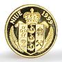 Niue 10 dollars Entering New Century Better World Sprout in palms gold coin 1999