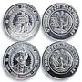 Uzbekistan set of 8 tokens Great Ancestors silver coins (medals) 1999