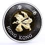 Hong Kong 50 dollars Good Luck Golden Fish Three Wishes gilded silver coin 2002