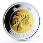 Hong Kong 50 dollars Good Luck Peony Flower Flora gilded silver coin 2002