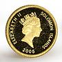 Solomon island 10 dollars Prospecting for gold Prospector gold coin 2005