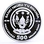 Rwanda 500 francs Marine Life Ocean Clownfish Fauna colored silver coin 2010