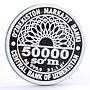 Uzbekistan 50000 som National Independence Day Folk Ornament silver coin 2021