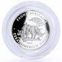 Chad 500 francs Endangered Wildlife Rhinoceros Fauna proof silver coin 2001