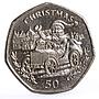 Gibraltar 50 pence Holidays Saints Christmas Santa Claus in a Car CuNi coin 1993