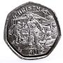 Isle of Man Holidays Saints Christmas Children Sledding CuNi coin 1995