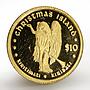 Kiribati 10 dollars Christmas Island Shield Angel gold coin 2005