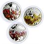 Niue set of 3 coins Magical Flowers Lillies colored proof silver coins 2012