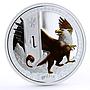 Tuvalu 1 dollar Mythical Creatures series Griffin colored silver coin 2013