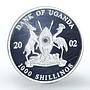 Uganda 1000 shillings World of Football proof silver coin 2002