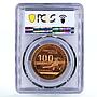 Paraguay 100 guaranies Aviator Silvio Pettirossi PR67 PCGS nordic gold coin 2014