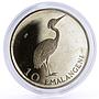 Swaziland 10 emalangeni King Sobhuza II Heron Bird silver coin 1975