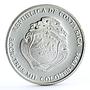 Costa Rica 3000 colones Hospital San Juan De Dios Building silver coin 1994