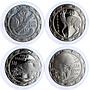 Sierra Leone set of 4 coins Nocturnal Animals African Fauna silver coins 2008