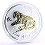 Australia 1 dollar Lunar Calendar II Year of the Tiger gilded silver coin 2010