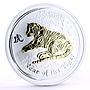 Australia 1 dollar Lunar Calendar II Year of the Tiger gilded silver coin 2010