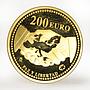 Spain 200 euro Juan Carlos European Peace and Freedom Map handshake gold 2005