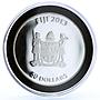 Fiji 50 dollars Pharaoh Akhenaten Statue Architecture colored silver coin 2013