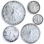 Mexico set of 5 coins Libertad Angel of Independence Freedom silver coins 1993