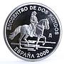 Spain 2000 pesetas Encounter of Two Worlds Horseman proof silver coin 2000