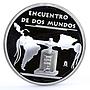 Spain 8 reales Encounter of Two Worlds Ibero America Fly Press Map Ag medal 2010