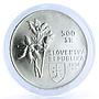 Slovakia 500 korun National Park Forest Slovensky Raj Landscape silver coin 1994