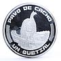 Guatemala 1 quetzal Ibero America Horned Guan Bird Fauna proof silver coin 1994