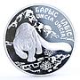 Kazakhstan 500 tenge Endangered Wildlife Snow Leopard Cat Fauna silver coin 2000