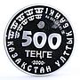 Kazakhstan 500 tenge Endangered Wildlife Snow Leopard Cat Fauna silver coin 2000