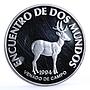 Uruguay 200 pesos Ibero America Pampas Deer Fauna Animals proof silver coin 1994