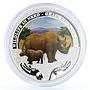 Tuvalu 1 dollar Endangered Wildlife Rhinoceros Fauna colored silver coin 2012