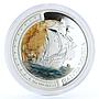 Tuvalu 1 dollar Santa Maria Ship Clipper Seafaring colored silver coin 2011