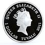 Tuvalu 1 dollar Endangered Wildlife Giant Panda Fauna colored silver coin 2011