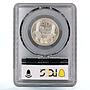 Bulgaria 50 leva State Coinage Tsar Boris 3 Coat of Arms AU58 PCGS Ag coin 1934