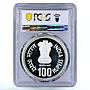 India 100 rupees Premier Minister Jawaharlal Nehru PR65 PCGS silver coin 1989