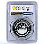 Liberia 20 dollars Railway Trains Locomotive Seraning PR68 PCGS Ag coin 2001