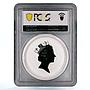 Cook Islands 1 dollar Magnificent Peony Purple Flower PR69 PCGS silver coin 2008