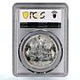 Egypt 5 pounds Parliament Building Architecture MS64 PCGS silver coin 1985