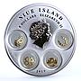 Niue 5 dollars Good Luck Symbols Charms Clover Elephant Horseshoe Ag coin 2015