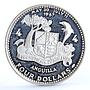 Anguilla 4 dollars Atlantic Star Ship Clipper Seafaring proof silver coin 1970