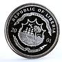 Liberia 20 dollars Railway Trains Locomotive Garrat Black Bullet Ag coin 2001